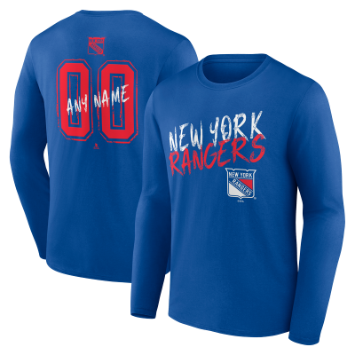 Именная футболка с длинным рукавом New York Rangers Blue Hustle Name & Number