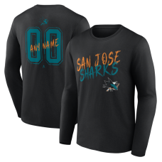 San Jose Sharks Black Hustle Personalized Name & Number Long Sleeve T-Shirt