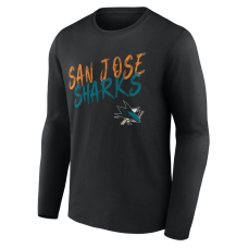 San Jose Sharks Black Hustle Personalized Name & Number Long Sleeve T-Shirt