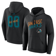 San Jose Sharks Black Hustle Personalized Name & Number Hoodie