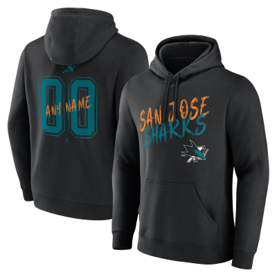 San Jose Sharks Black Hustle Personalized Name & Number Hoodie