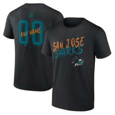San Jose Sharks Black Hustle Personalized Name & Number T-Shirt