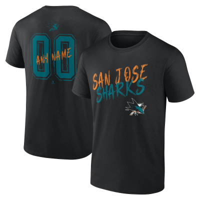 San Jose Sharks Black Hustle Personalized Name & Number T-Shirt