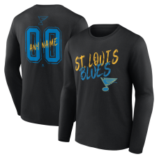 St. Louis Blues Black Hustle Personalized Name & Number Long Sleeve T-Shirt