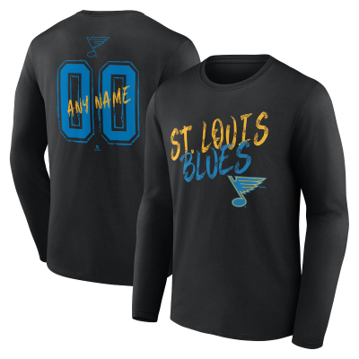 St. Louis Blues Black Hustle Personalized Name & Number Long Sleeve T-Shirt