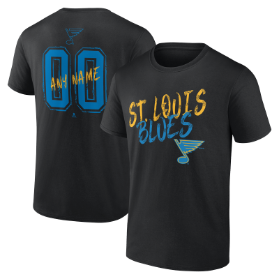 St. Louis Blues Black Hustle Personalized Name & Number T-Shirt