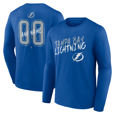 Именная футболка с длинным рукавом Tampa Bay Lightning Blue Hustle Name & Number