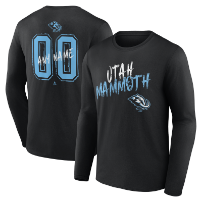 Utah Mammoth Black Hustle Personalized Name & Number Long Sleeve T-Shirt