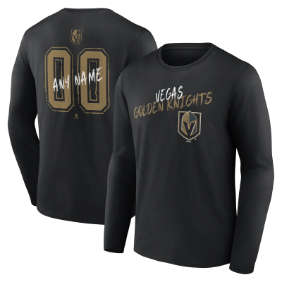 Vegas Golden Knights Black Hustle Personalized Name & Number Long Sleeve T-Shirt