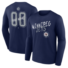 Winnipeg Jets Navy Hustle Personalized Name & Number Long Sleeve T-Shirt
