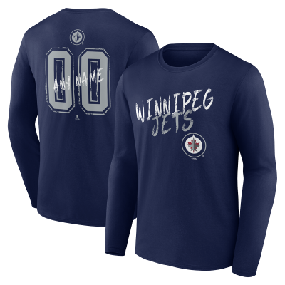 Winnipeg Jets Navy Hustle Personalized Name & Number Long Sleeve T-Shirt