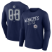 Winnipeg Jets Navy Hustle Personalized Name & Number Long Sleeve T-Shirt