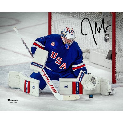 Jeremy Swayman Team USA Autographed Fanatics Authentic 8 x 10 2026 Winter Olympics Gold Medal Winner Photograph