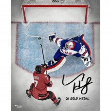 Connor Hellebuyck Team USA Autographed Fanatics Authentic 16 x 20 2026 Winter Olympics Gold Medal Winner Photograph with 26 Gold Medal Inscription
