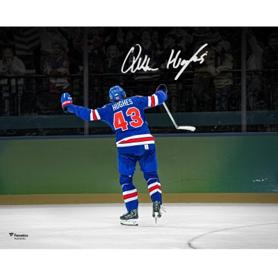 Quinn Hughes USA Hockey Autographed Fanatics Authentic 16 x 20 2026 Winter Olympics Quarterfinals OT GWG Photograph