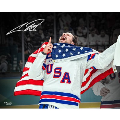 Auston Matthews Team USA Autographed Fanatics Authentic 16 x 20 2026 Winter Olympics Gold Medal Winner Photograph