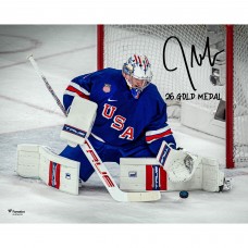 Jeremy Swayman Team USA Autographed Fanatics Authentic 16 x 20 2026 Winter Olympics Gold Medal Winner Photograph with 26 Gold Medal Inscription