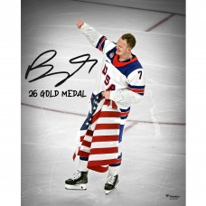 Brady Tkachuk Team USA Autographed Fanatics Authentic 16 x 20 2026 Winter Olympics Gold Medal Winner Photograph with 26 Gold Medal Inscription