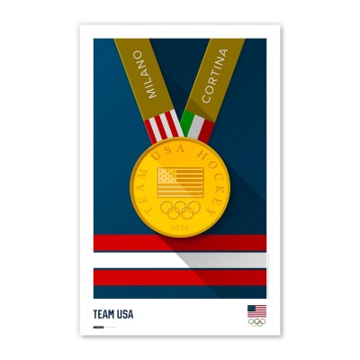 USA Hockey S. Preston Art & Designs 2026 Winter Olympics 11 x 17 Gold Medal Minimalist Poster Print