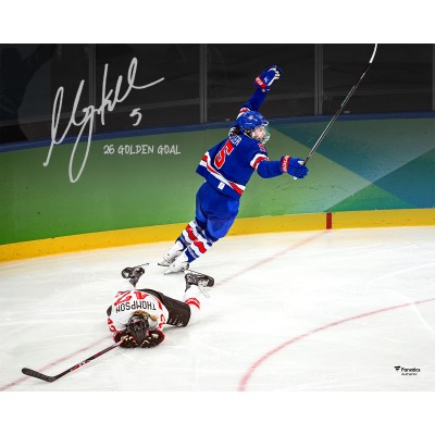 Megan Keller Team USA Autographed Fanatics Authentic 16 x 20 2026 Winter Olympics Golden Goal Celebration Photograph with 26 Golden Goal Inscription