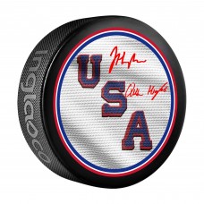 Jack Hughes & Quinn Hughes Team USA Autographed Fanatics Authentic 2026 Winter Olympics Hockey Puck