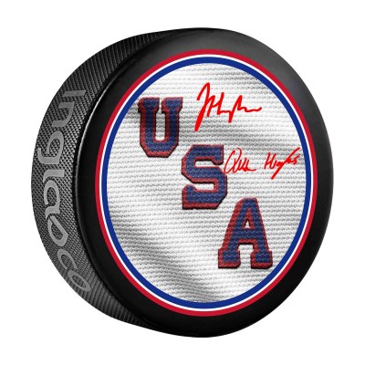 Jack Hughes & Quinn Hughes Team USA Autographed Fanatics Authentic 2026 Winter Olympics Hockey Puck