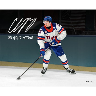 Charlie McAvoy Team USA Autographed Fanatics Authentic 16 x 20 2026 Winter Olympics Gold Medal Winner Photograph with 26 Gold Medal Inscription