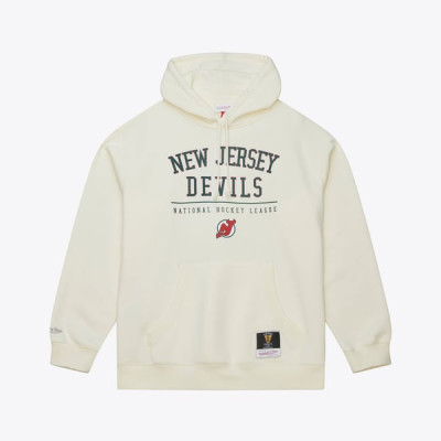 Толстовка New Jersey Devils Mitchell & Ness Cream Walk-Off Vintage Logo Fleece