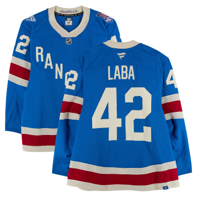 Игровая джерси Noah Laba New York Rangers Fanatics Authentic #42 Blue Centennial vs. Boston Bruins on January 26, 2026