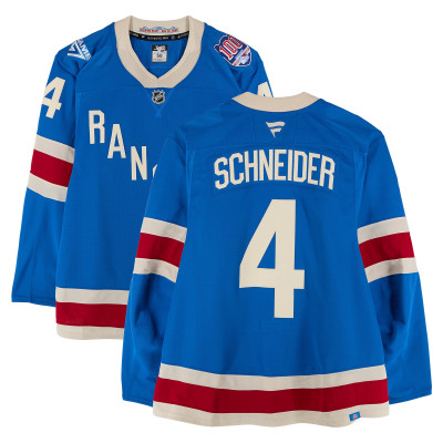 Игровая джерси Braden Schneider New York Rangers Fanatics Authentic #4 Blue Centennial vs. Carolina Hurricanes on February 5, 2026