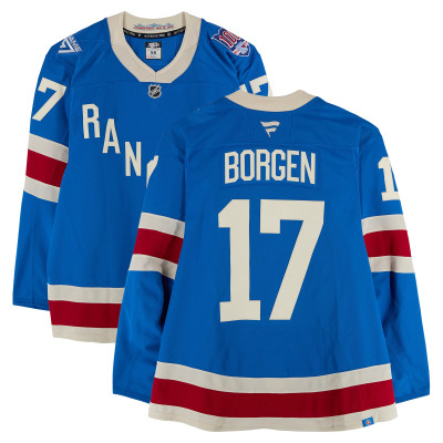 Игровая джерси Will Borgen New York Rangers Fanatics Authentic #17 Blue Centennial vs. Boston Bruins on January 26, 2026
