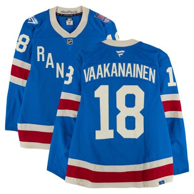 Игровая джерси Urho Vaakanainen New York Rangers Fanatics Authentic #18 Blue Centennial vs. Carolina Hurricanes on February 5, 2026