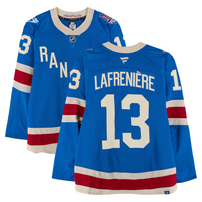 Игровая джерси Alexis Lafreniere New York Rangers Fanatics Authentic #13 Blue Centennial vs. Carolina Hurricanes on February 5, 2026