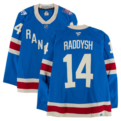 Игровая джерси Taylor Raddysh New York Rangers Fanatics Authentic #14 Blue Centennial vs. Carolina Hurricanes on February 5, 2026