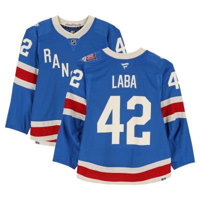 Игровая джерси Noah Laba New York Rangers Fanatics Authentic #42 Blue Centennial vs. Carolina Hurricanes on February 5, 2026