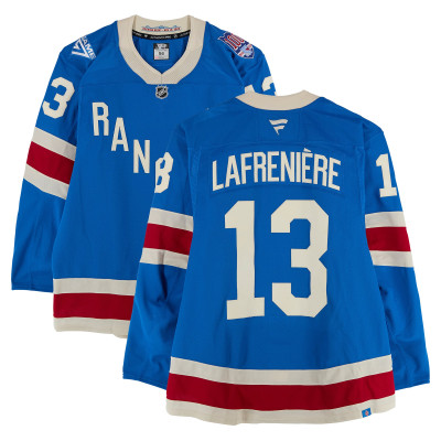 Игровая джерси Alexis Lafreniere New York Rangers Fanatics Authentic #13 Blue Centennial vs. Boston Bruins on January 26, 2026