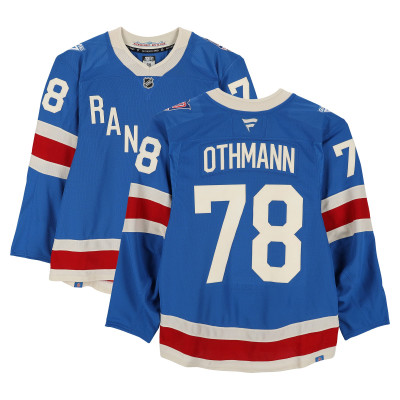 Тренировочный джерси Brennan Othmann New York Rangers Fanatics Authentic Blue Centennial vs. Carolina Hurricanes on February 5, 2026
