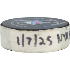 Шайба с игры Alexis Lafreniere New York Rangers Autographed Fanatics Authentic vs. Dallas Stars on January 7, 2025 - First of Two Goals Scored Шайба с игры Alexis Lafreniere New York Rangers Autographed Fanatics Authentic vs. Dallas Stars on January 7, 2025 - First of Two Goals Scored
