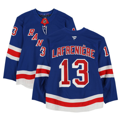 Игровая джерси Alexis Lafreniere New York Rangers Autographed Fanatics Authentic #13 Blue Set 2 from the 2024-25 NHL Season