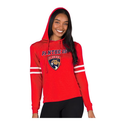 Женская футболка Florida Panthers Concepts Sport Red Marathon Long-Sleeve Hooded