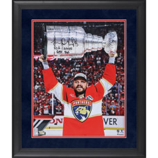 Фото с автографом Sam Reinhart Florida Panthers Fanatics Authentic Framed 16" x 20" 2025 Stanley Cup Champions Raising Cup with Multiple Inscriptions - Suede Mat Upgrade - Limited Edition of 50