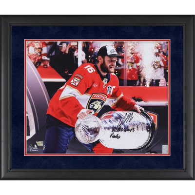 Фото с автографом Aleksander Barkov Florida Panthers Fanatics Authentic Framed 16" x 20" 2025 Stanley Cup Champions Raising Cup with Multiple Inscriptions - Suede Mat Upgrade - Limited Edition of 50