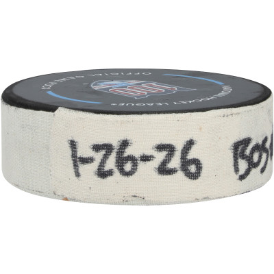 Шайба с игры Elias Lindholm Boston Bruins Fanatics Authentic vs. New York Rangers on January 26, 2026 - First of Two Goals Scored