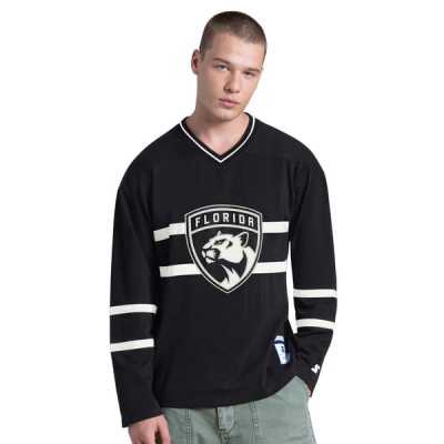 Футболка Florida Panthers Starter Black Line Up Long Sleeve V-Neck