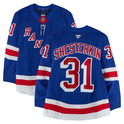 Джерси с автографом Igor Shesterkin New York Rangers Fanatics Authentic Blue Fanatics Authentic Pro