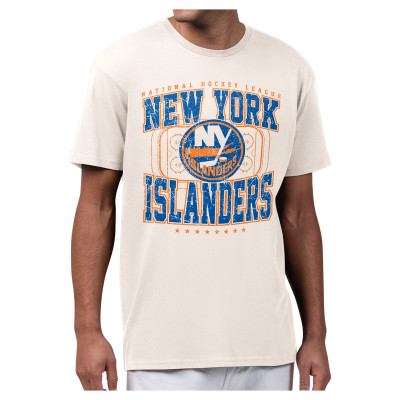 New York Islanders Starter Cream Distressed Rink T-Shirt