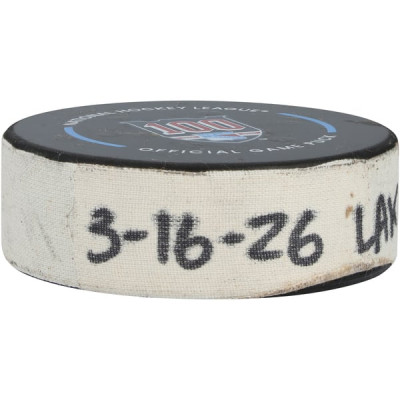 Шайба с игры Trevor Moore Los Angeles Kings Fanatics Authentic from March 16, 2026 vs. New York Rangers