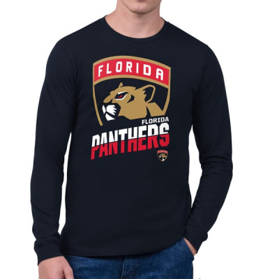 Футболка с длинным рукавом Florida Panthers Starter Navy Logo Zoom