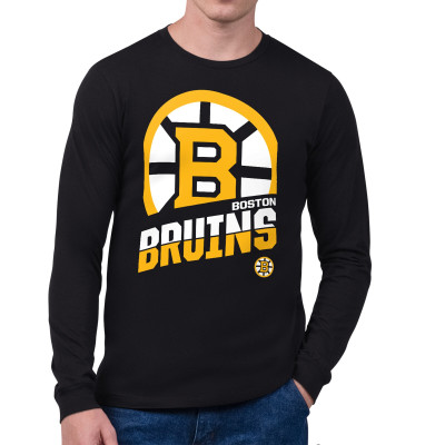 Футболка с длинным рукавом Boston Bruins Starter Black Logo Zoom