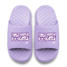 Unisex New York Rangers ISlide Lavender Bubble Letters Motive Slide Sandals Unisex New York Rangers ISlide Lavender Bubble Letters Motive Slide Sandals